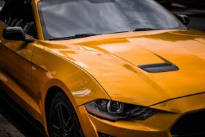 yellow shining car